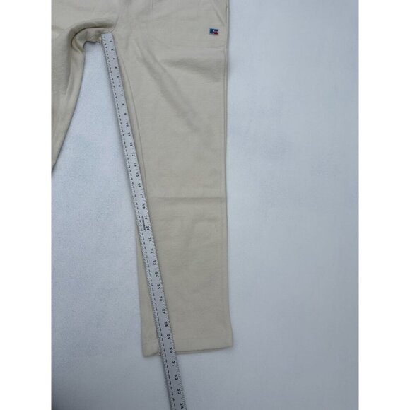 Russell Athletic Mens Cream Fleece Joggers With Ribbed Waistband & Drawstring Si - Picture 6 of 6